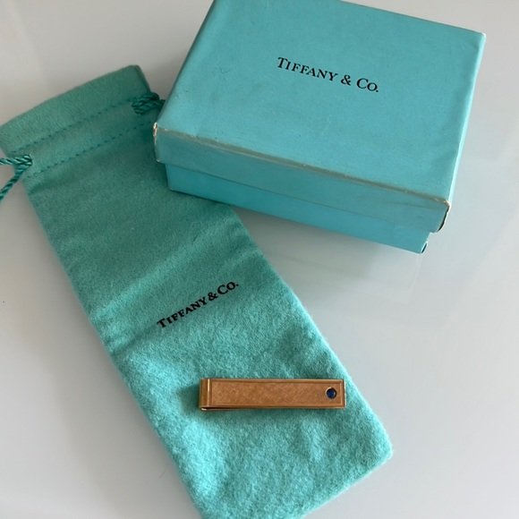 Vintage Tiffany & Co 14K Tie Bar w/ Sapphire